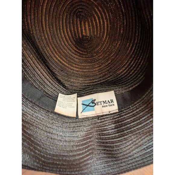 Betmar New York Vintage Black 100% Straw Rolled Brim Roses Hat Style V4389 main image 4